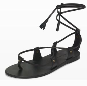 EUC Valia Gabriel Lia Size 10.5 Black Hand Made Leather Studded Strappy Sandals!